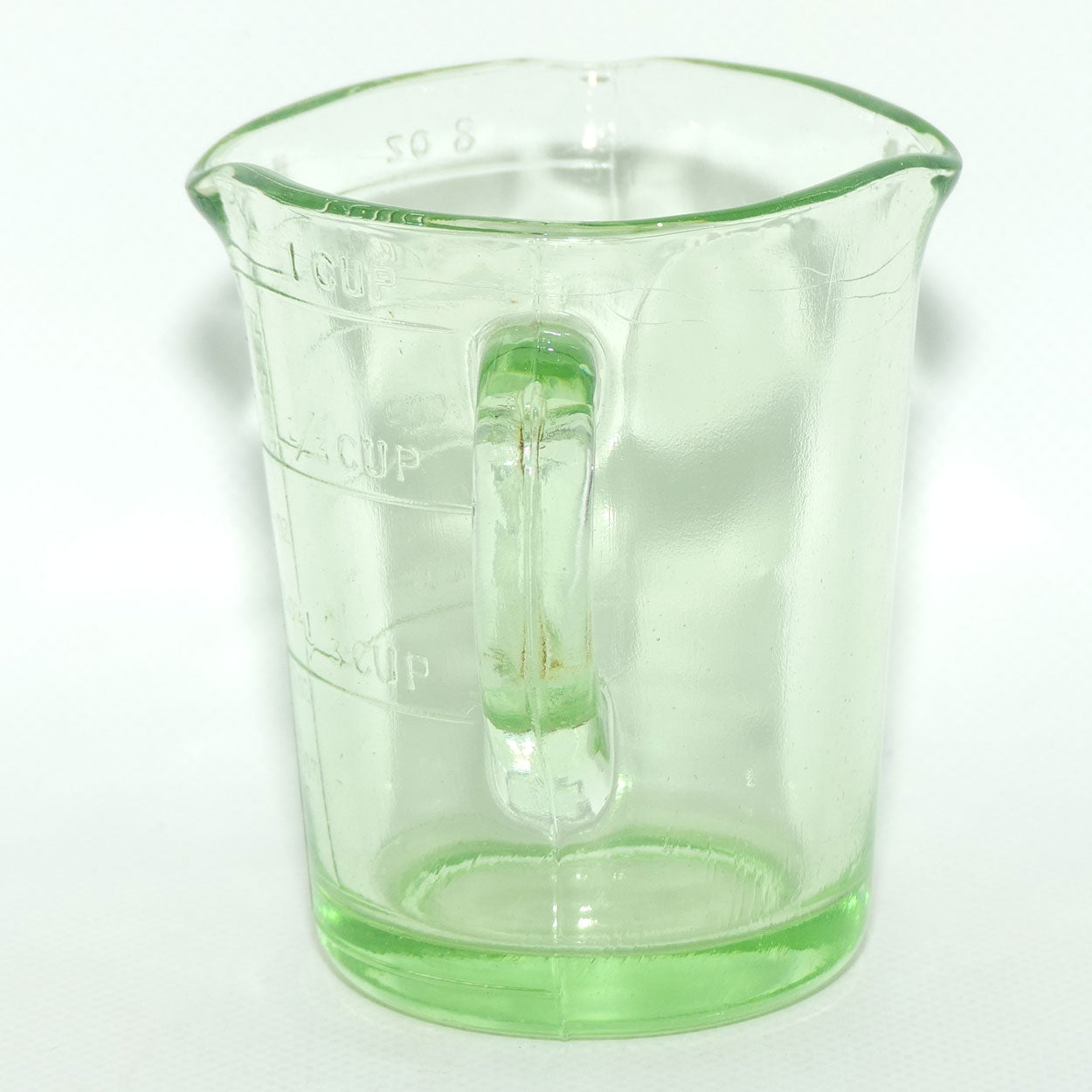 Green Depression Glass 8oz 1 Cup measuring jug | UV reactive | 3 pourers