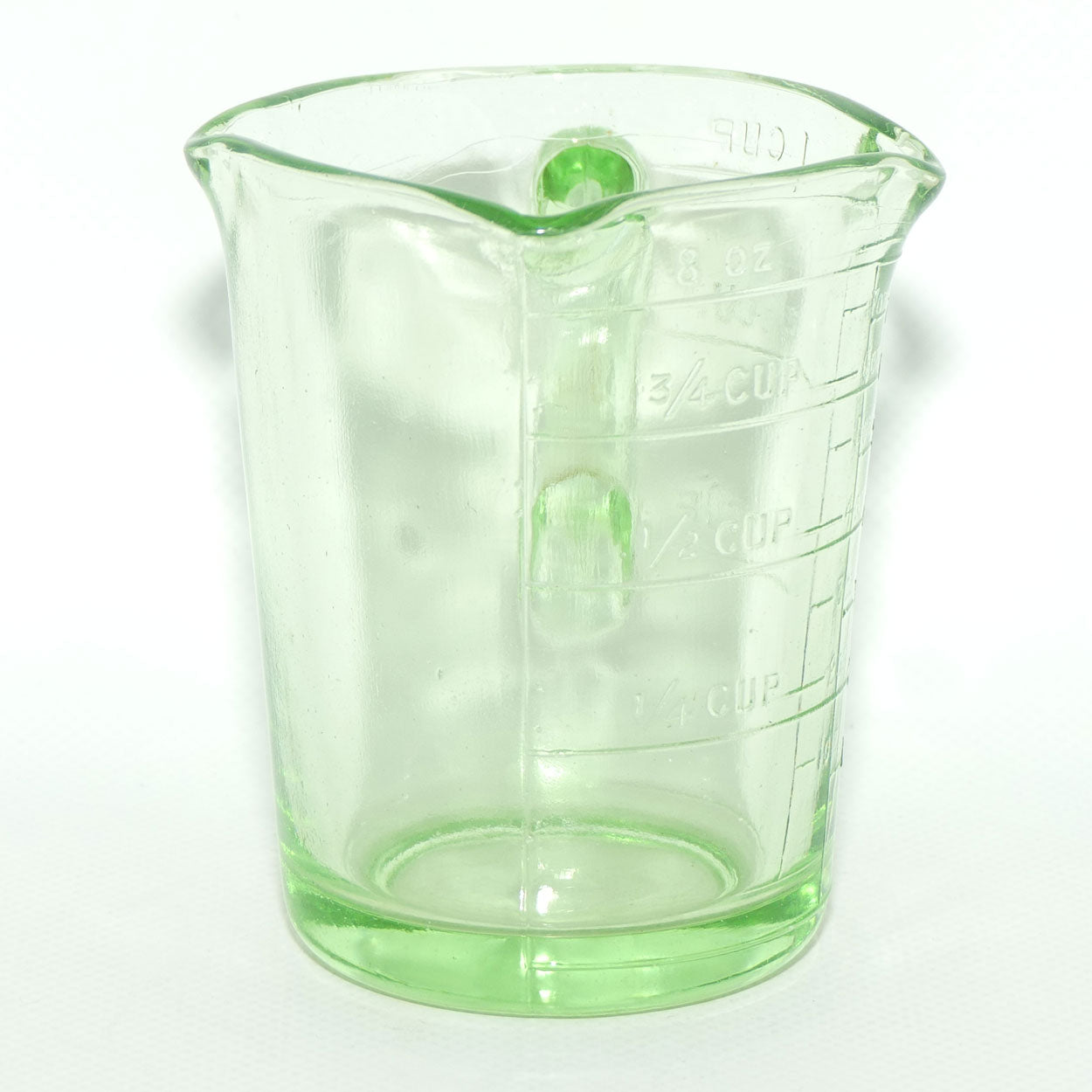 Green Depression Glass 8oz 1 Cup measuring jug | UV reactive | 3 pourers