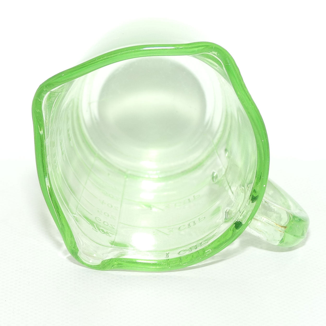 Green Depression Glass 8oz 1 Cup measuring jug | UV reactive | 3 pourers