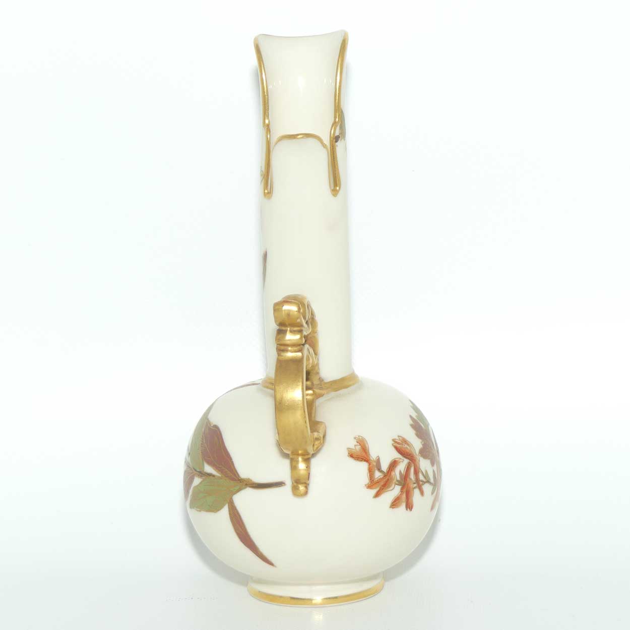 Royal Worcester Blush Ivory hand painted jug with dragon handle