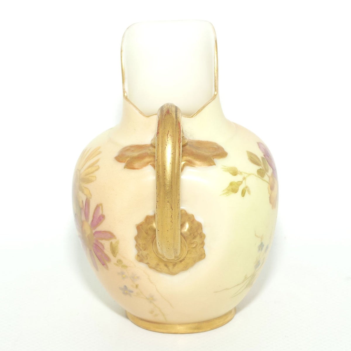 Royal Worcester Blush Ivory hand painted pink daisy very small flatback jug