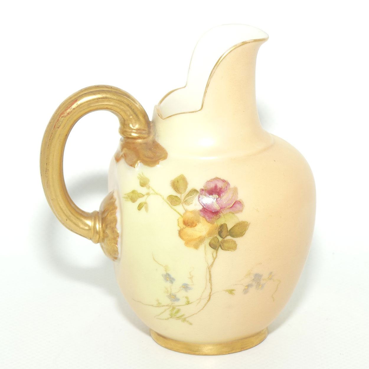 Royal Worcester Blush Ivory hand painted pink daisy very small flatback jug