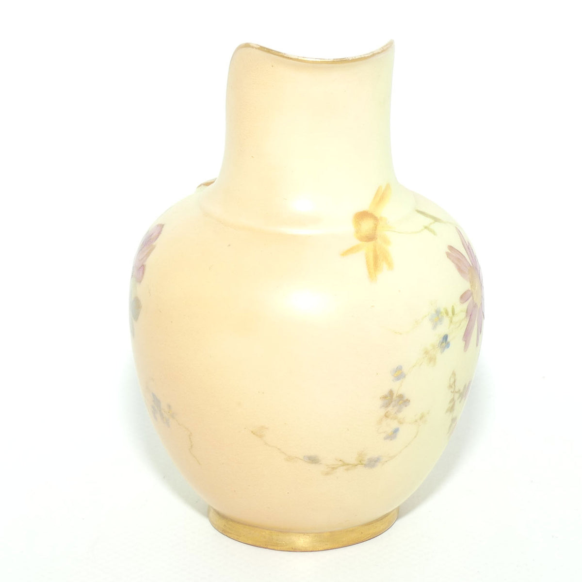 Royal Worcester Blush Ivory hand painted pink daisy very small flatback jug