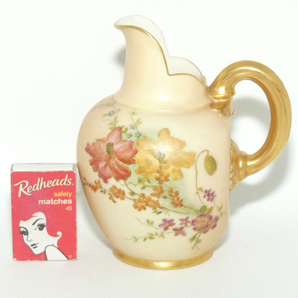 Royal Worcester Blush Ivory hand painted flatback Poppies jug | Small