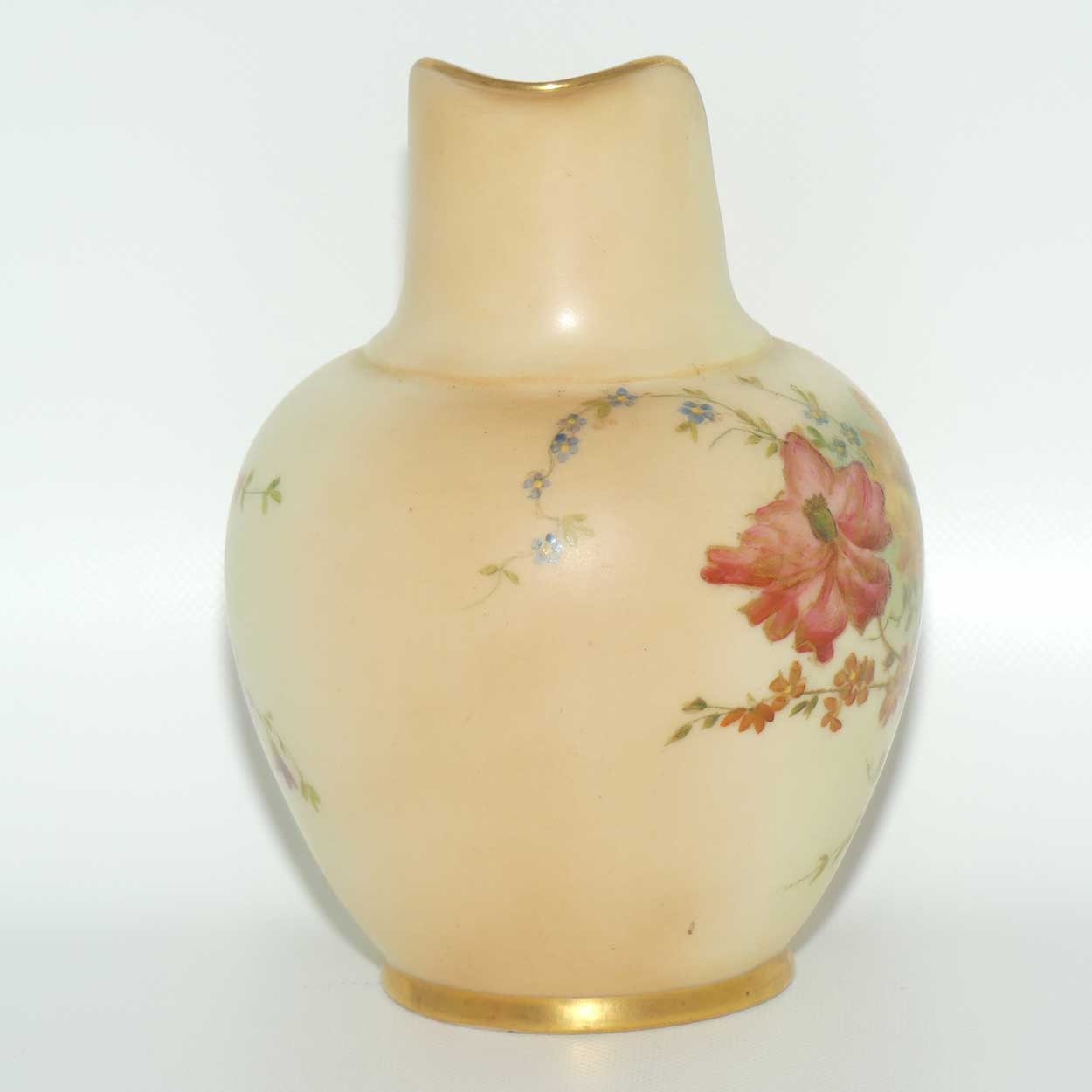 Royal Worcester Blush Ivory hand painted flatback Poppies jug (Small)