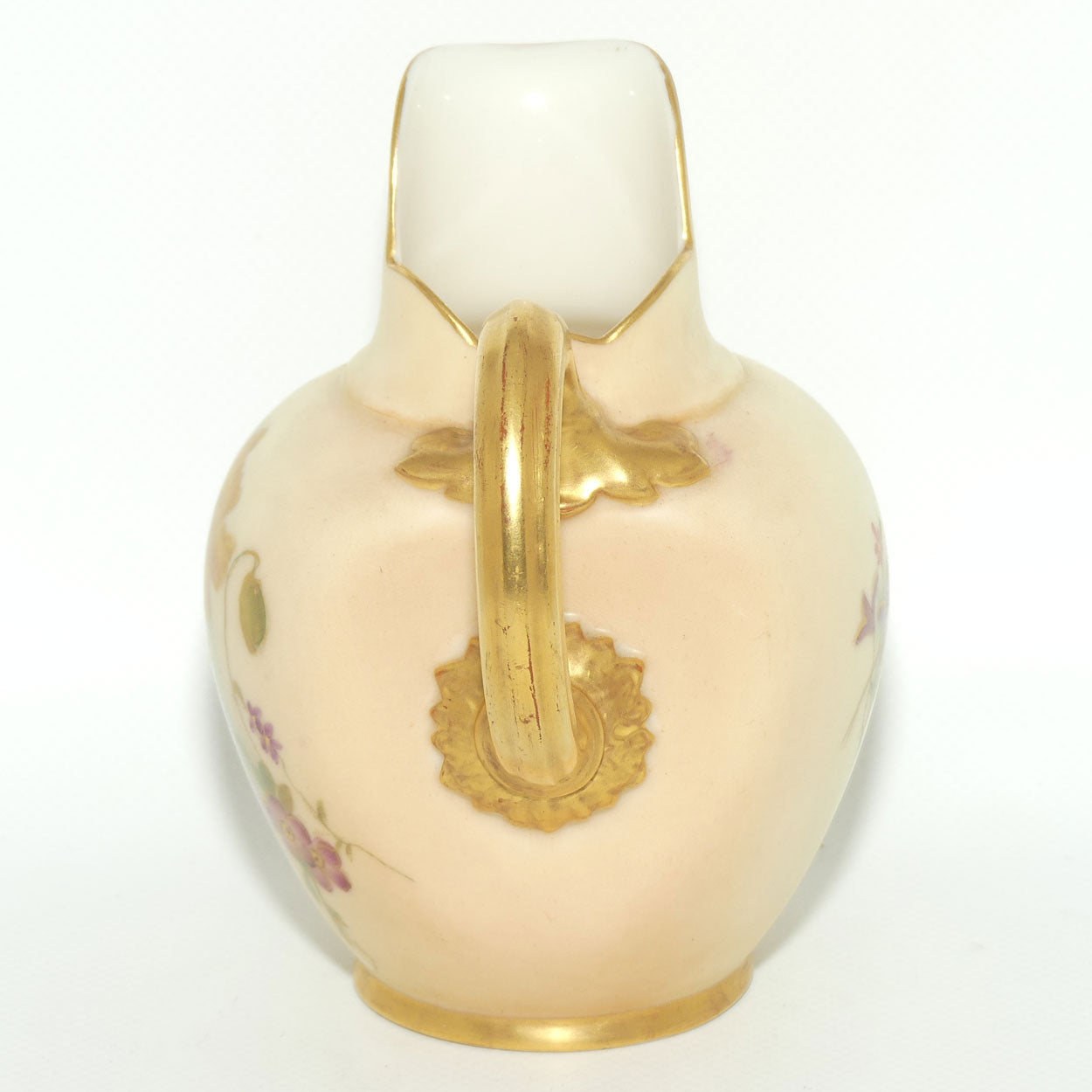 Royal Worcester Blush Ivory hand painted flatback Poppies jug | Small