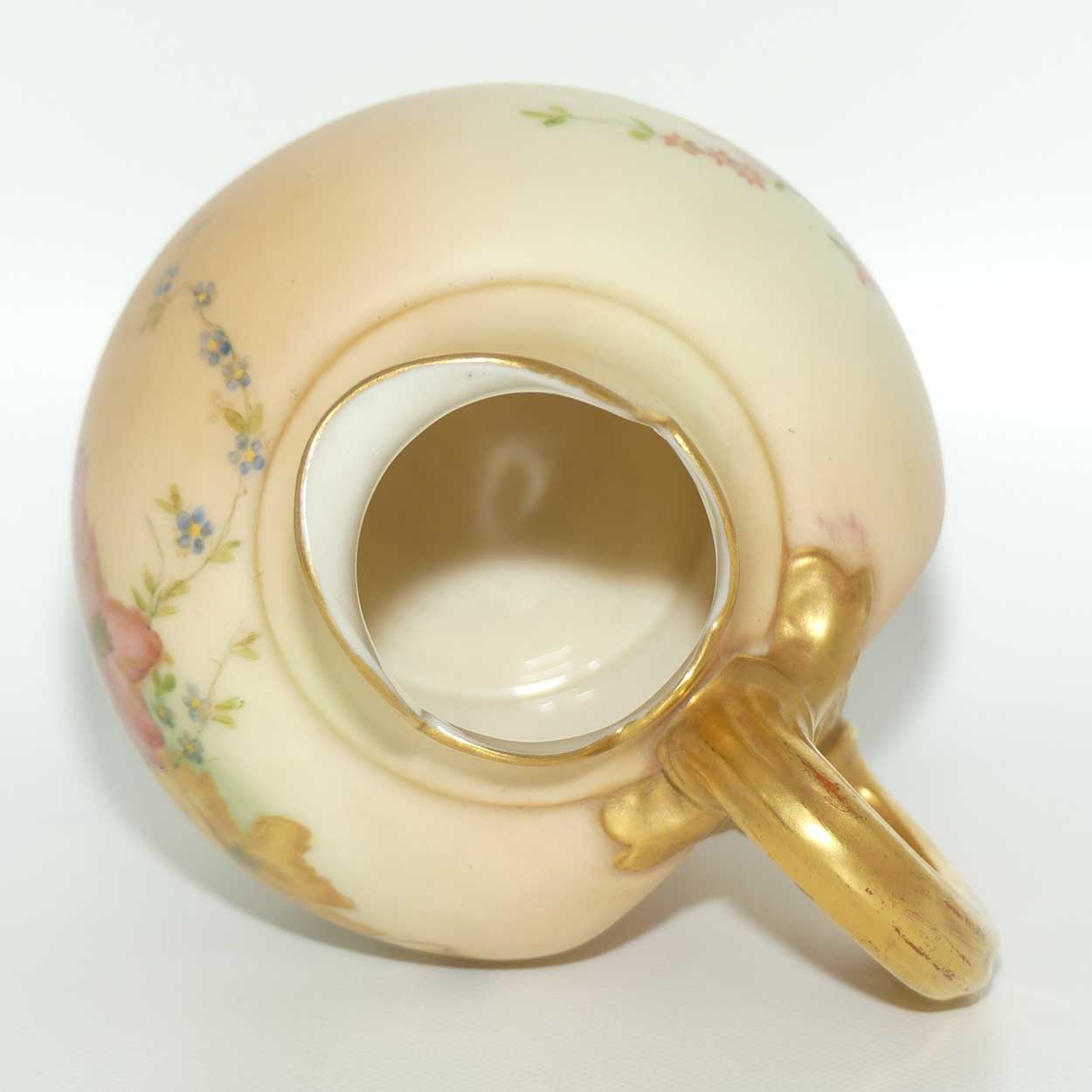 Royal Worcester Blush Ivory hand painted flatback Poppies jug (Small)