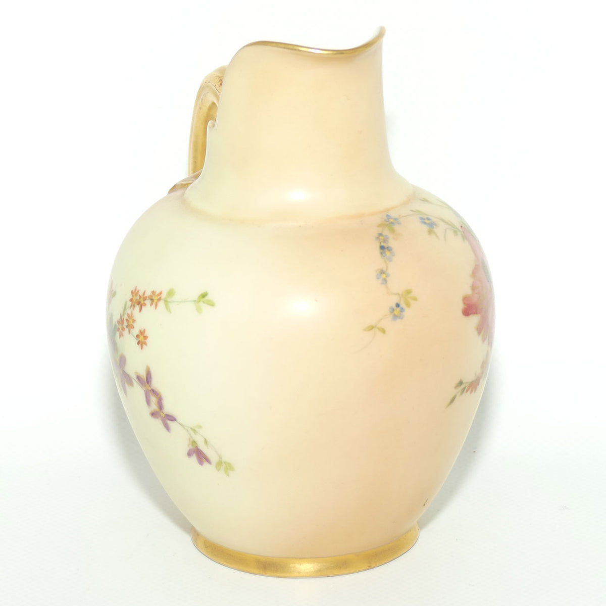 Royal Worcester Blush Ivory hand painted flatback Poppies jug | Small