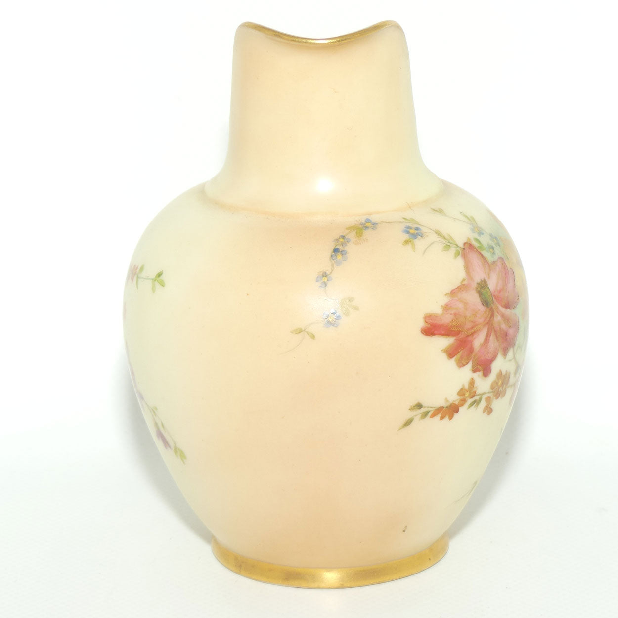 Royal Worcester Blush Ivory hand painted flatback Poppies jug | Small