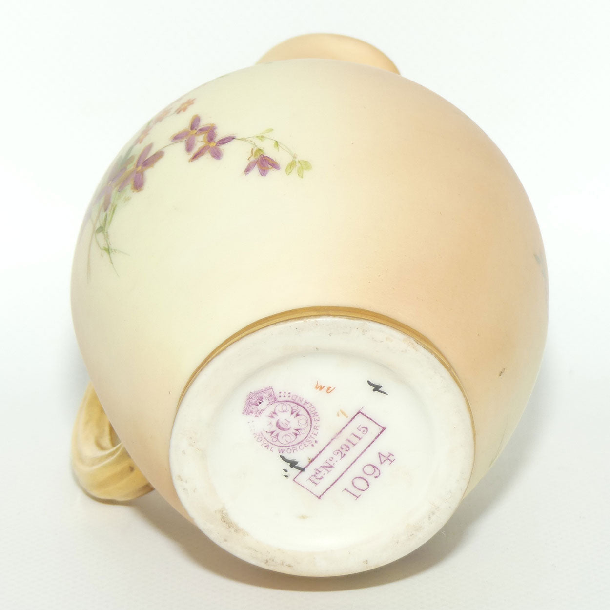 Royal Worcester Blush Ivory hand painted flatback Poppies jug | Small