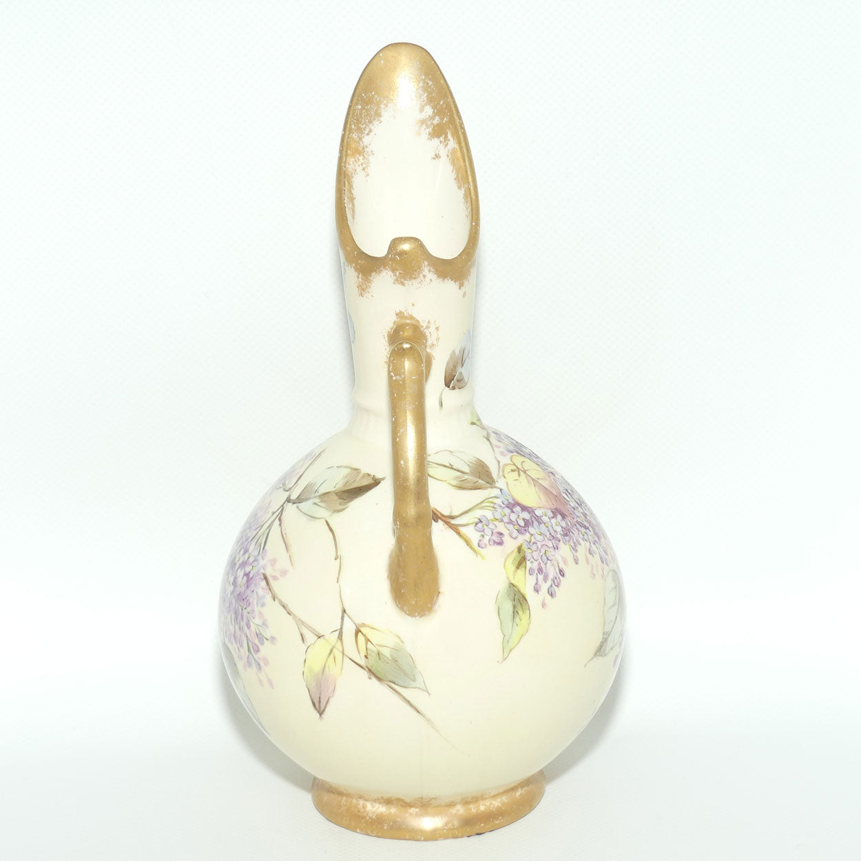 Early Australian China Painted Flowers and Butterflies ewer | Ethel L Thomas 1906