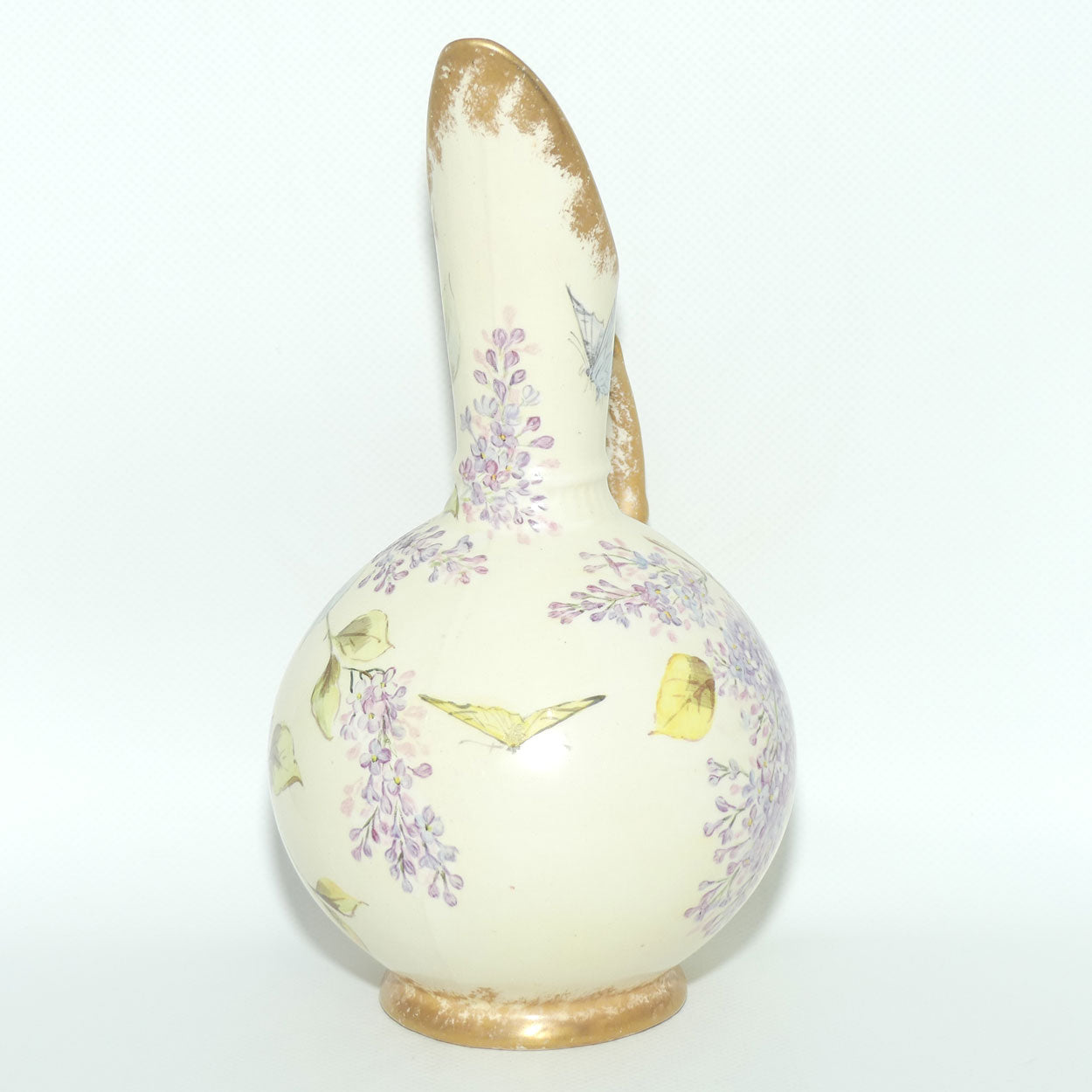 Early Australian China Painted Flowers and Butterflies ewer | Ethel L Thomas 1906