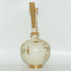 Royal Worcester Blush Ivory heavy gilt floral jug with reticulated handle and gilt pouring rim