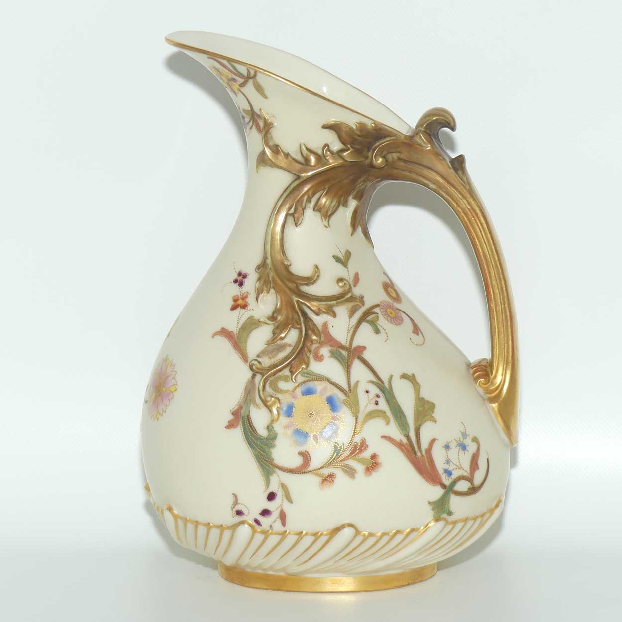 Royal Worcester Blush Ivory hand painted tear drop bulbous jug