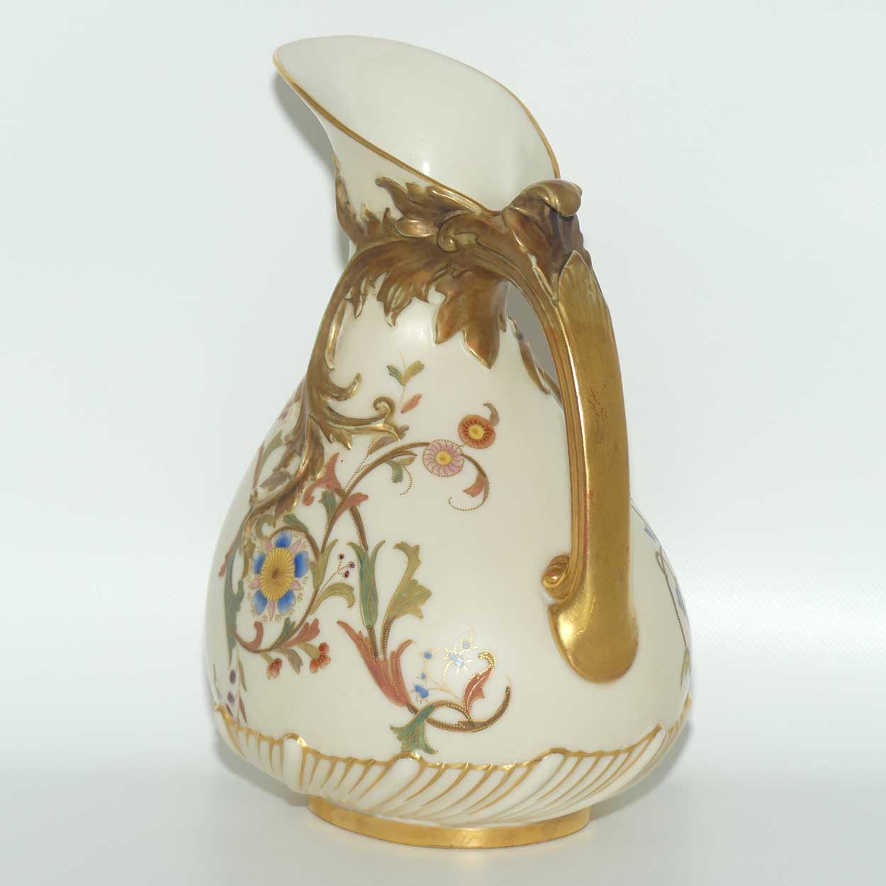 Royal Worcester Blush Ivory hand painted tear drop bulbous jug