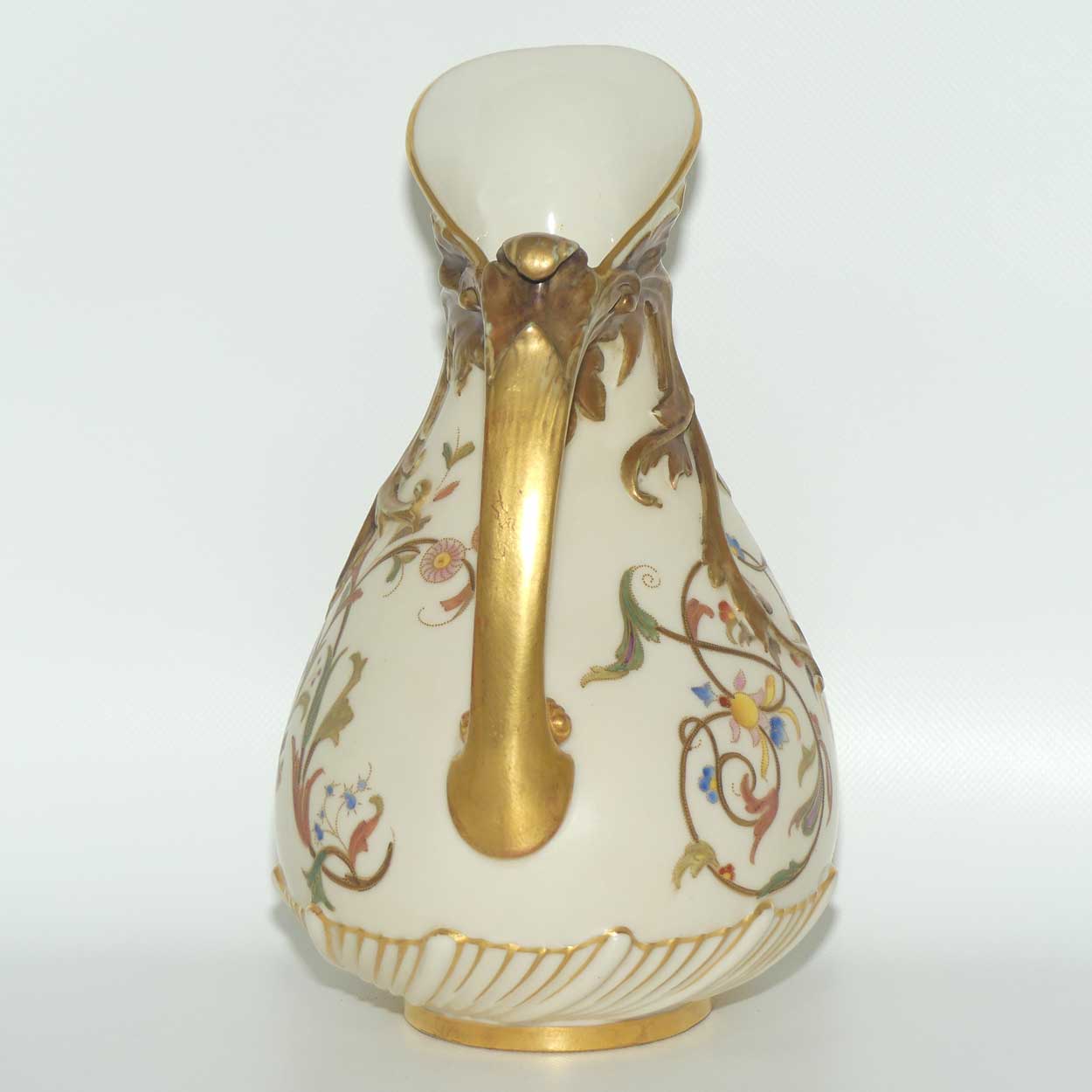 Royal Worcester Blush Ivory hand painted tear drop bulbous jug