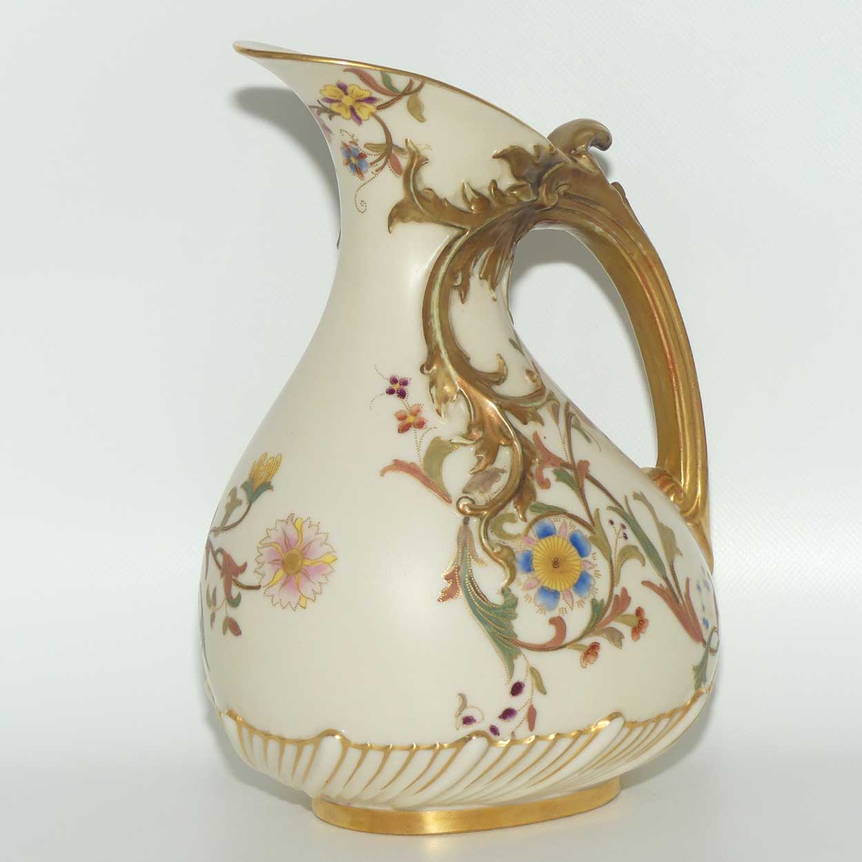 Royal Worcester Blush Ivory hand painted tear drop bulbous jug