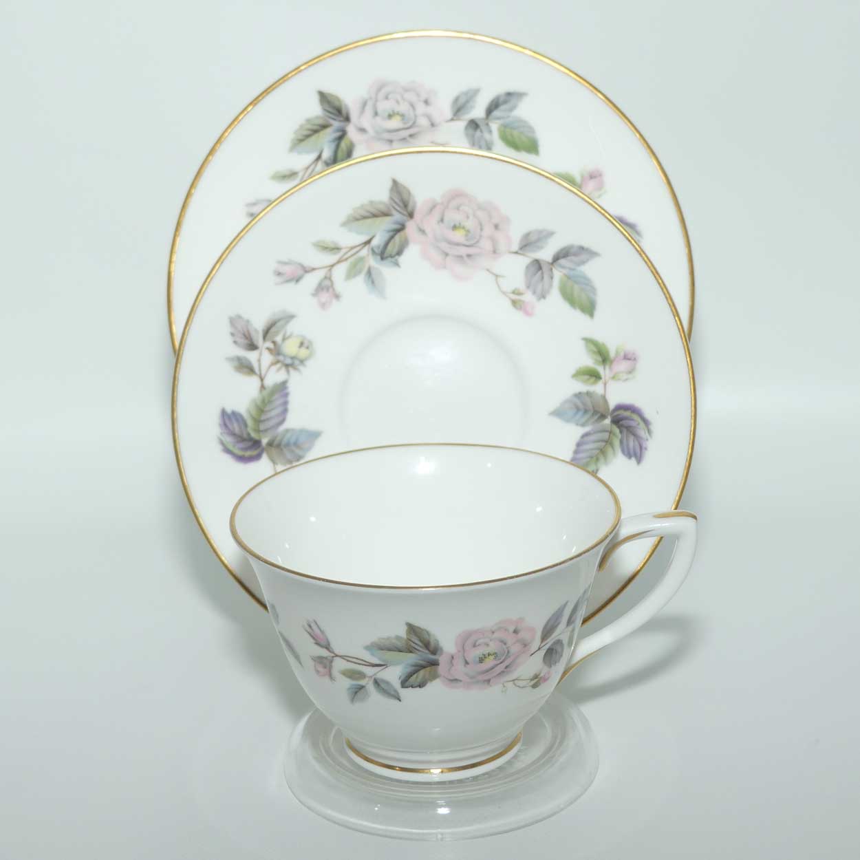 Royal Worcester June Garland tea trio
