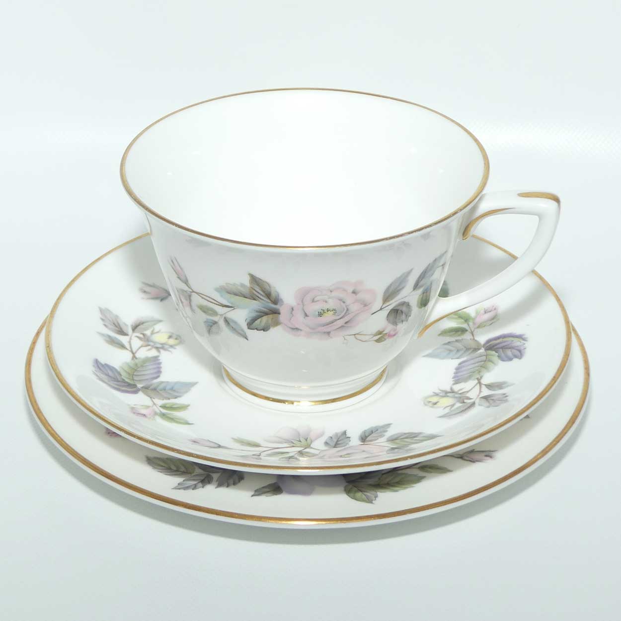 Royal Worcester June Garland tea trio