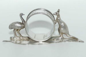 Australiana Silver Plated Kangaroo and Emu on Gum leaf napkin ring