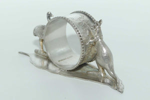 Australiana Silver Plated Kangaroo and Emu on Gum leaf napkin ring