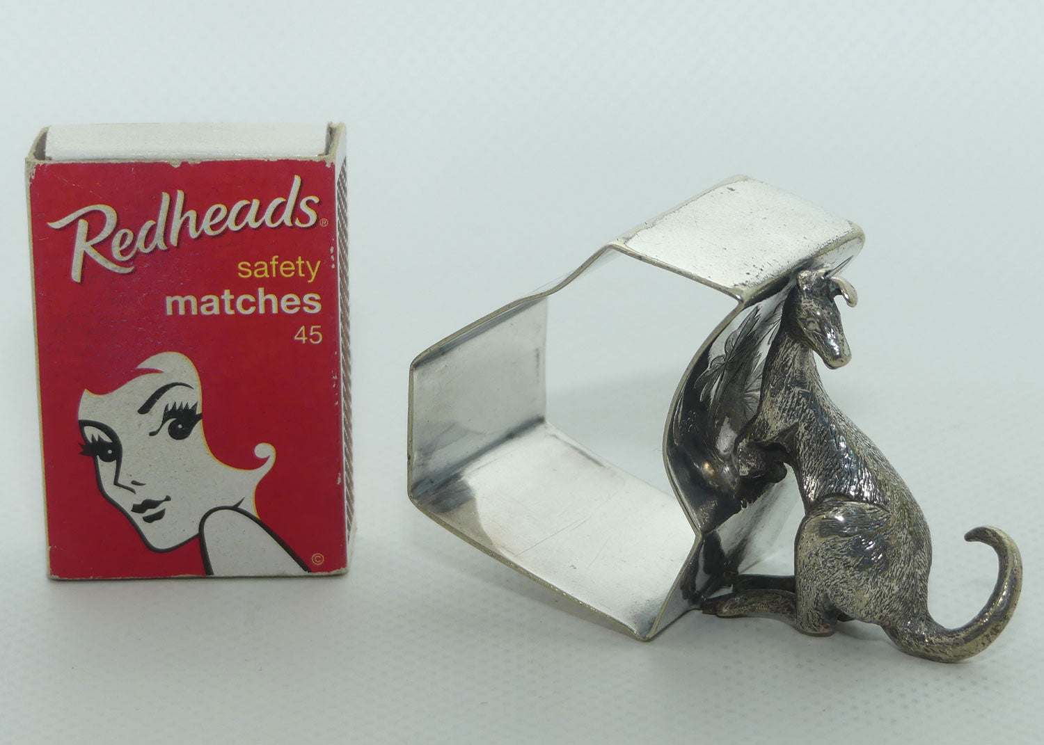 Silver Plated EPNS Australiana Kangaroo and Queensland shape napkin ring