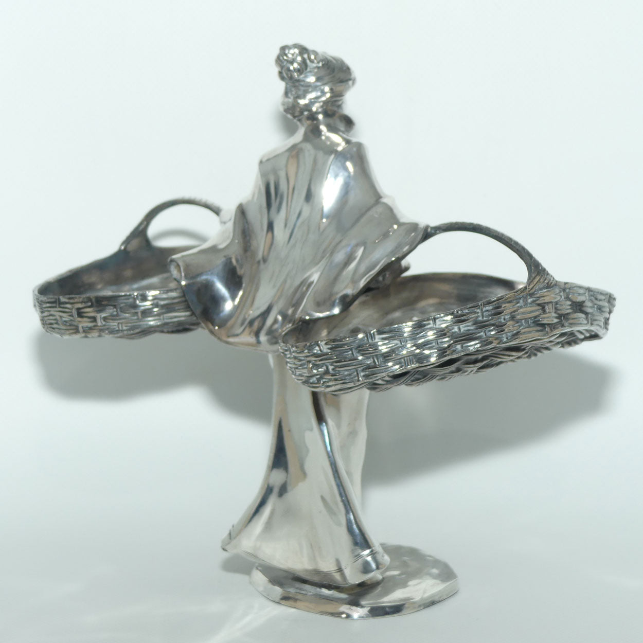 Jugendstil JP Kayser Silver Plated figure of Woman with Baskets c.1910