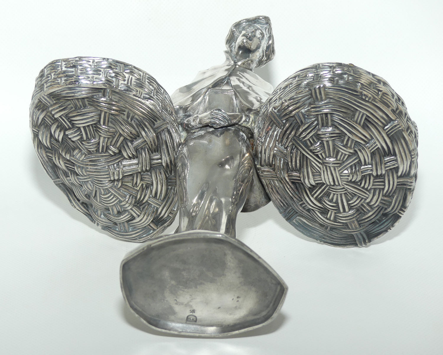 Jugendstil JP Kayser Silver Plated figure of Woman with Baskets c.1910