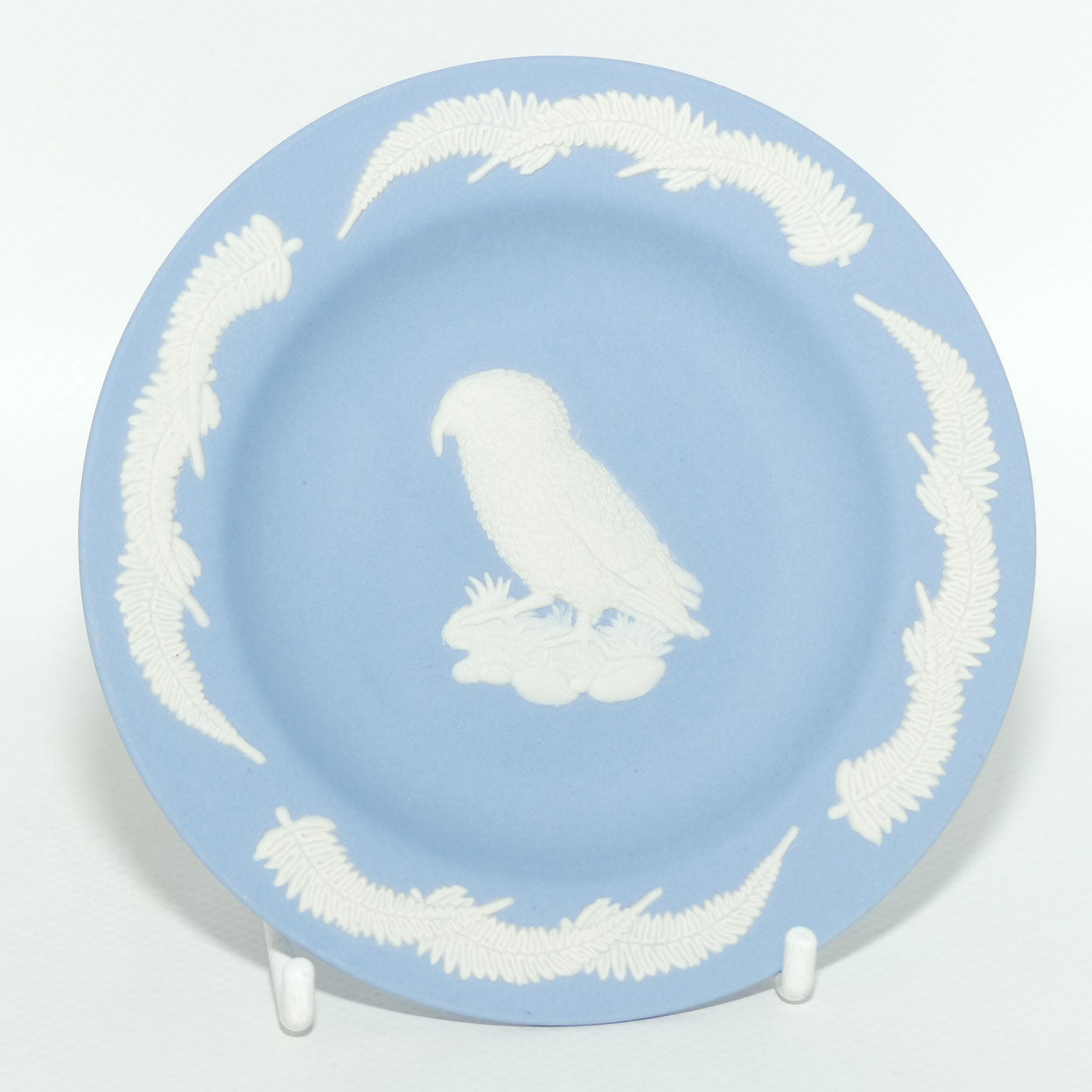 Wedgwood Jasper | New Zealand Fauna | White on Pale Blue | Kea Bird Plate | Boxed