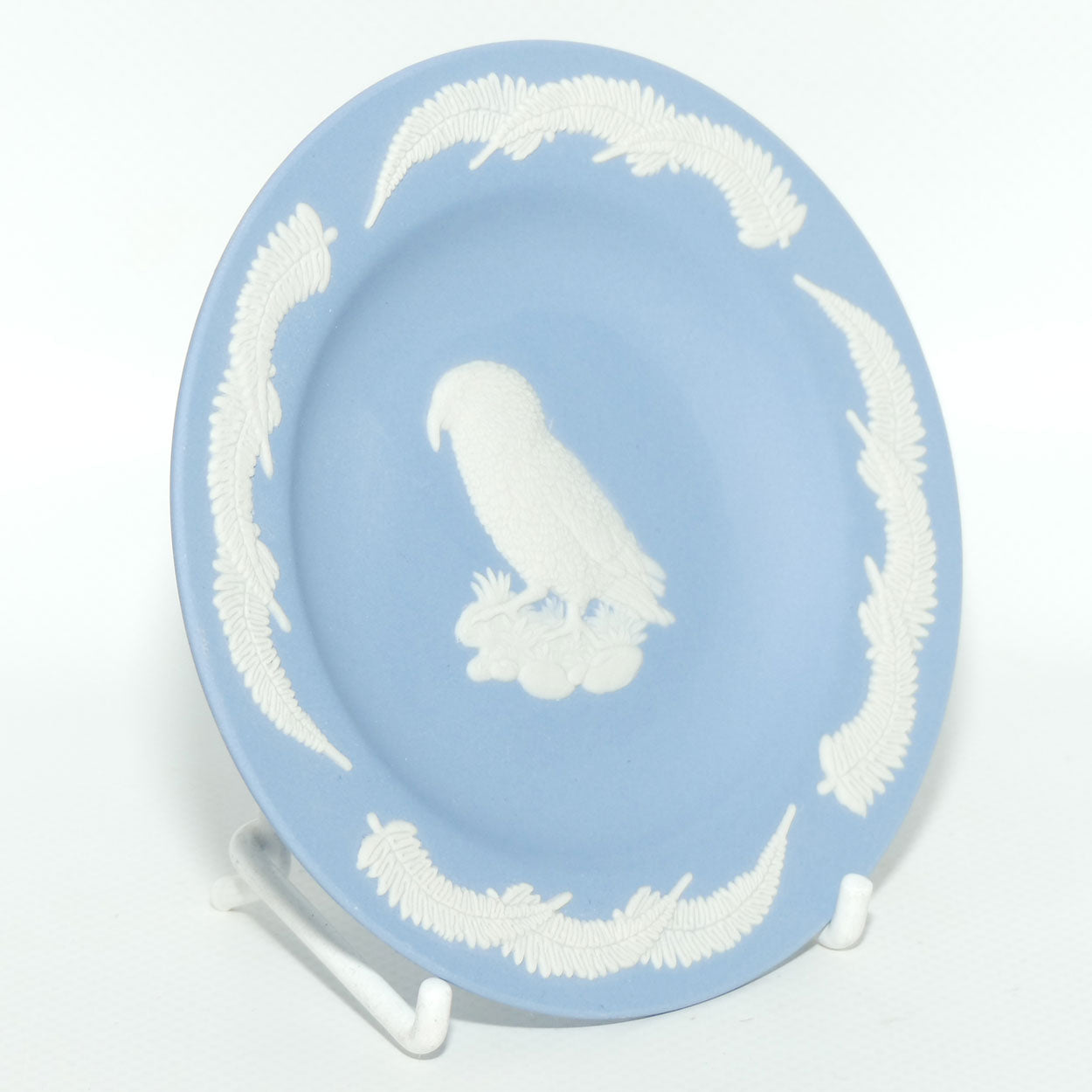Wedgwood Jasper | New Zealand Fauna | White on Pale Blue | Kea Bird Plate | Boxed