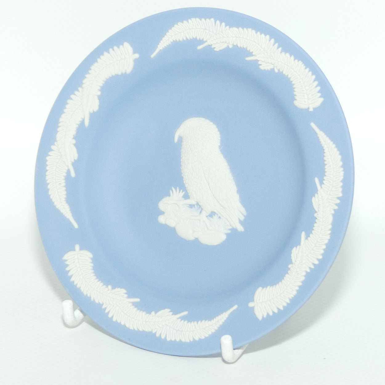 Wedgwood Jasper | New Zealand Fauna | White on Pale Blue | Kea Bird Plate | Boxed