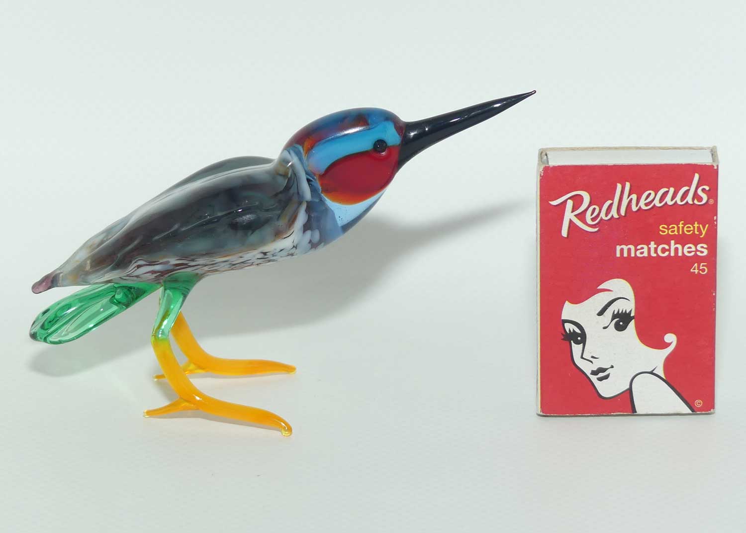 Fine quality Russian Lampwork Glass Kingfisher figure