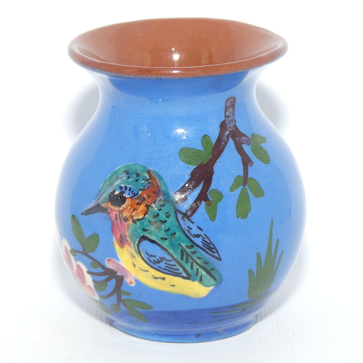 Torquay Ware | Motto Ware | small Kingfisher motif vase