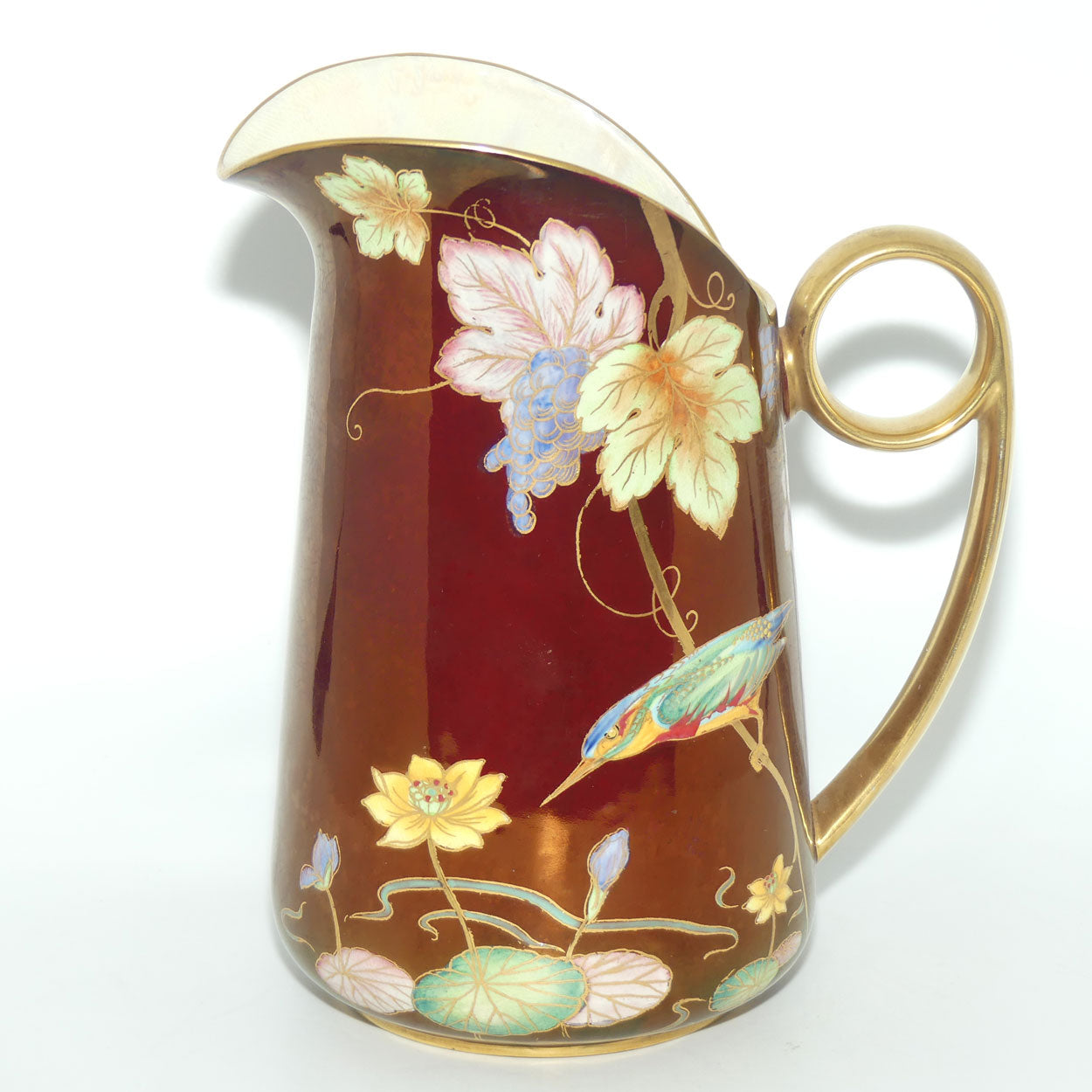 Carlton Ware Rouge Gilt handle jug | Kingfisher pattern