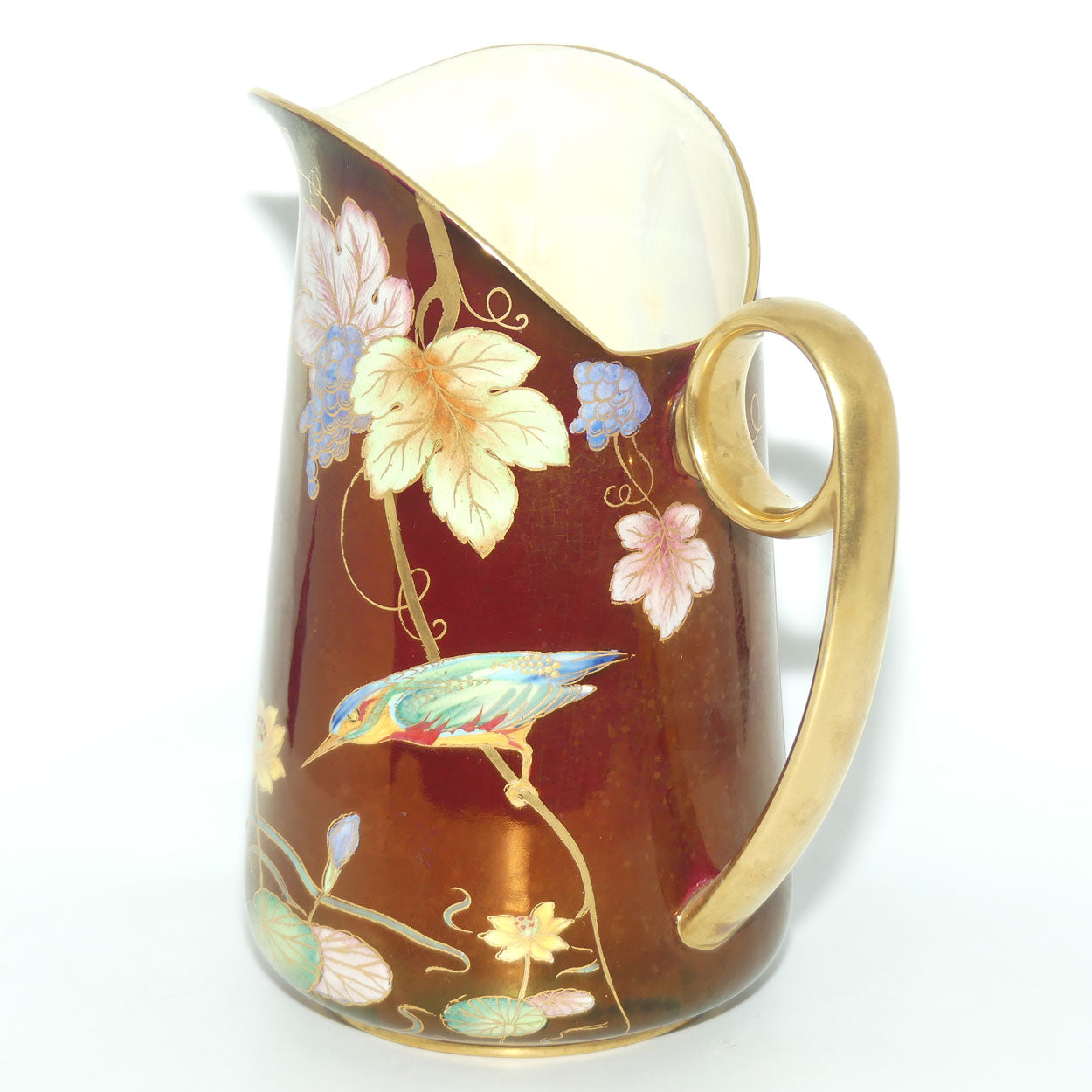 Carlton Ware Rouge Gilt handle jug | Kingfisher pattern