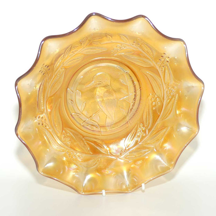 Australian Carnival Glass | Marigold Kingfisher Master Bowl | RD 4184