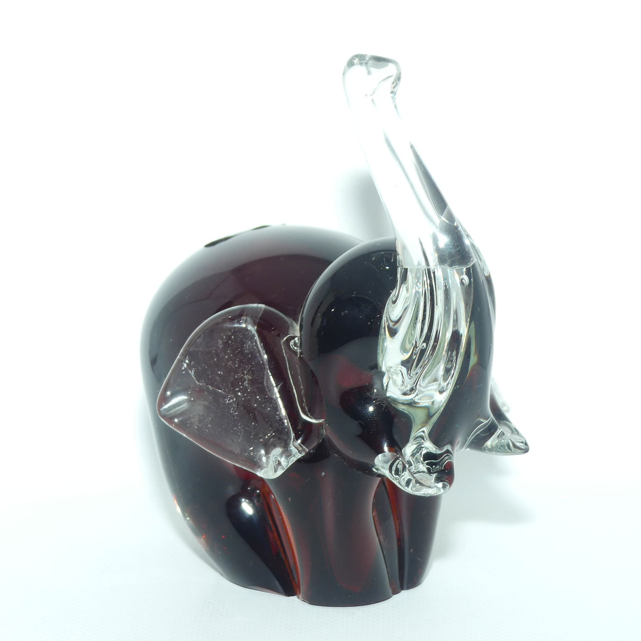 Krosno Jozefina Amber Glass Elephant paperweight