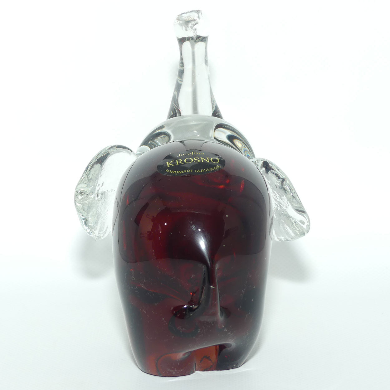 Krosno Jozefina Amber Glass Elephant paperweight