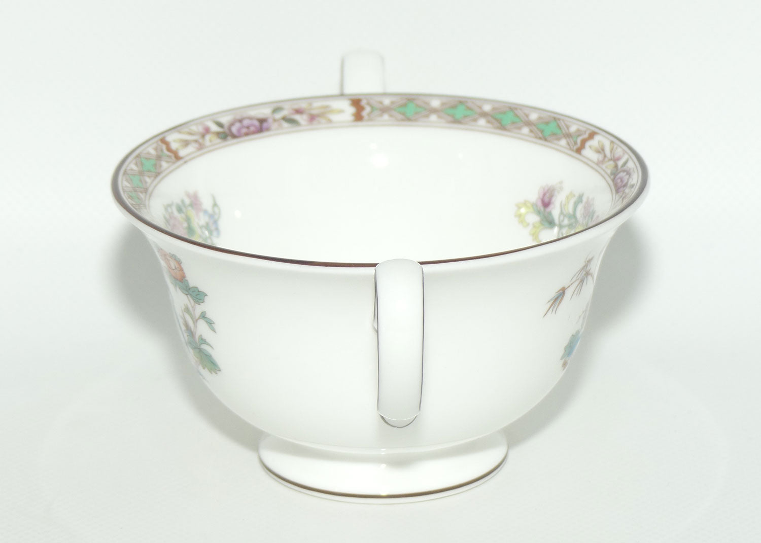 Wedgwood Bone China Kutani Crane handled coupe and underplate