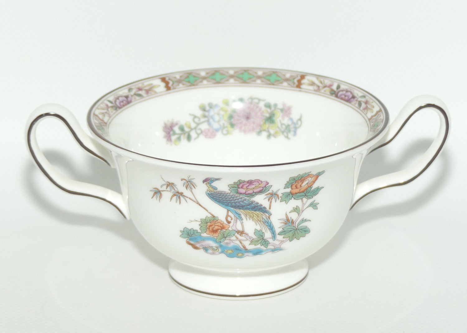 Wedgwood Bone China Kutani Crane handled coupe and underplate