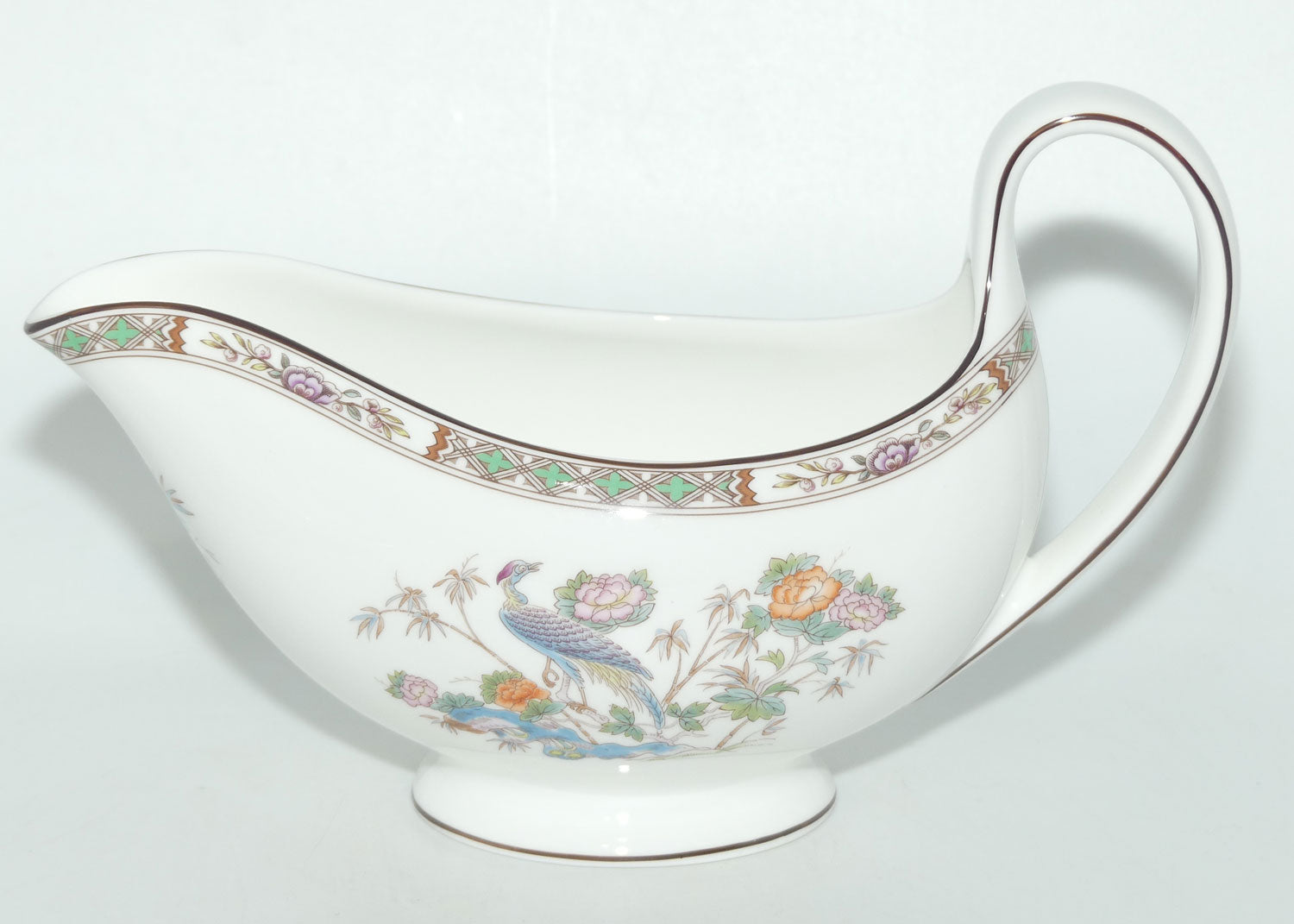 Wedgwood Bone China Kutani Crane gravy boat and underplate