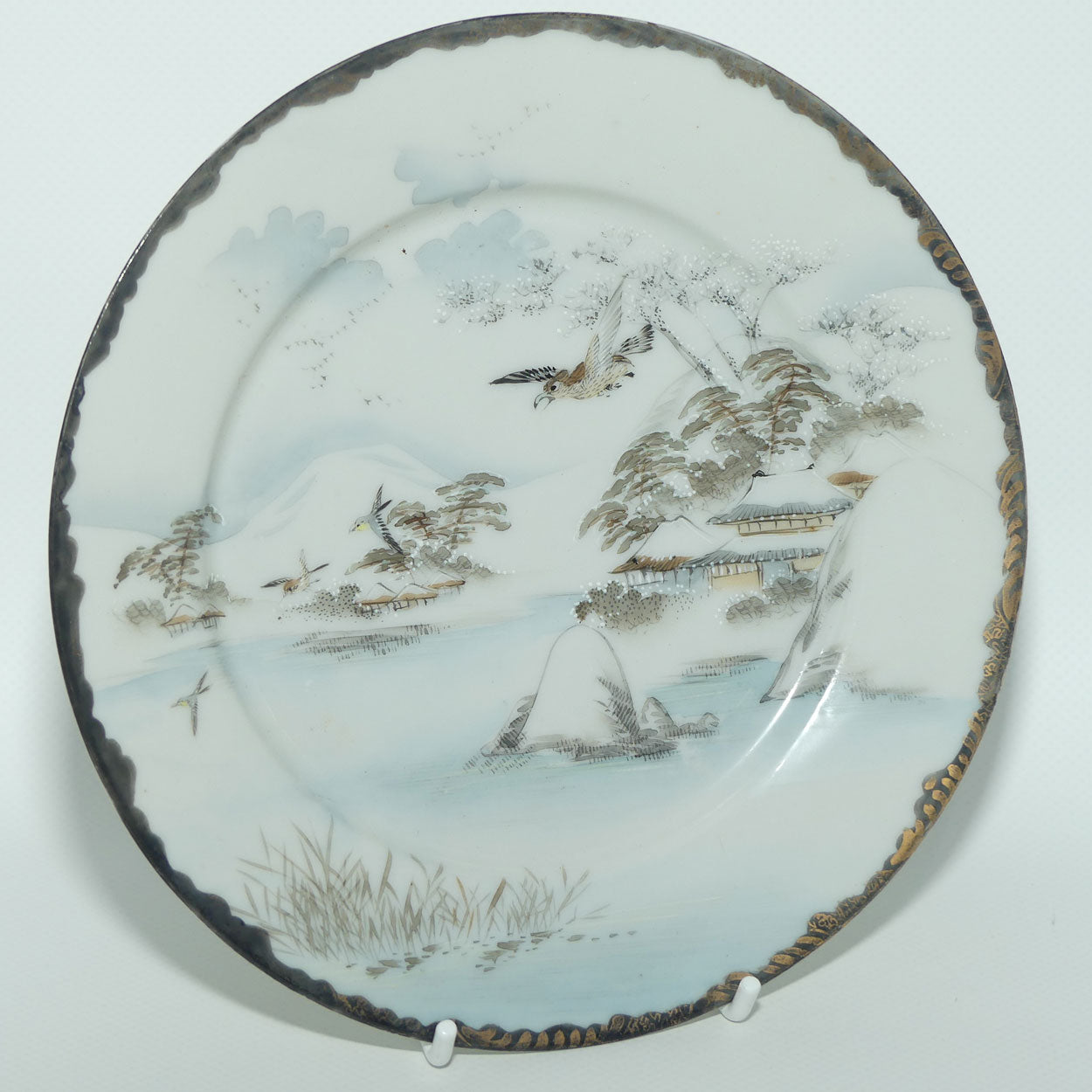 Japanese Egg Shell finely decorated Kutani tea plate | 18cm