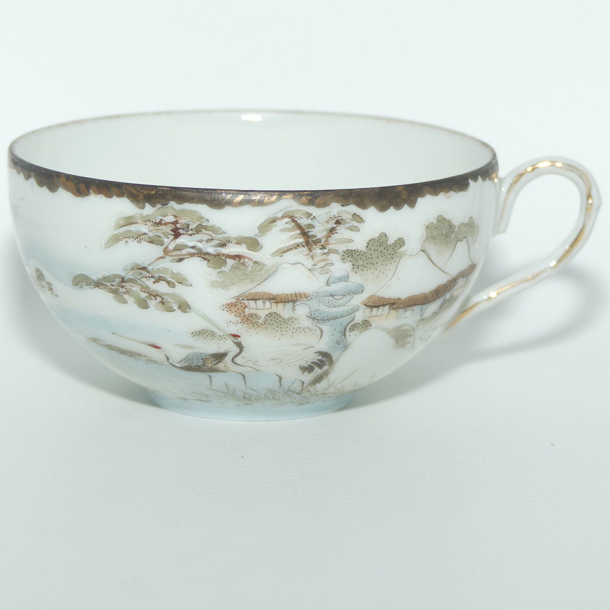 Japanese Egg Shell finely decorated Kutani tea trio 