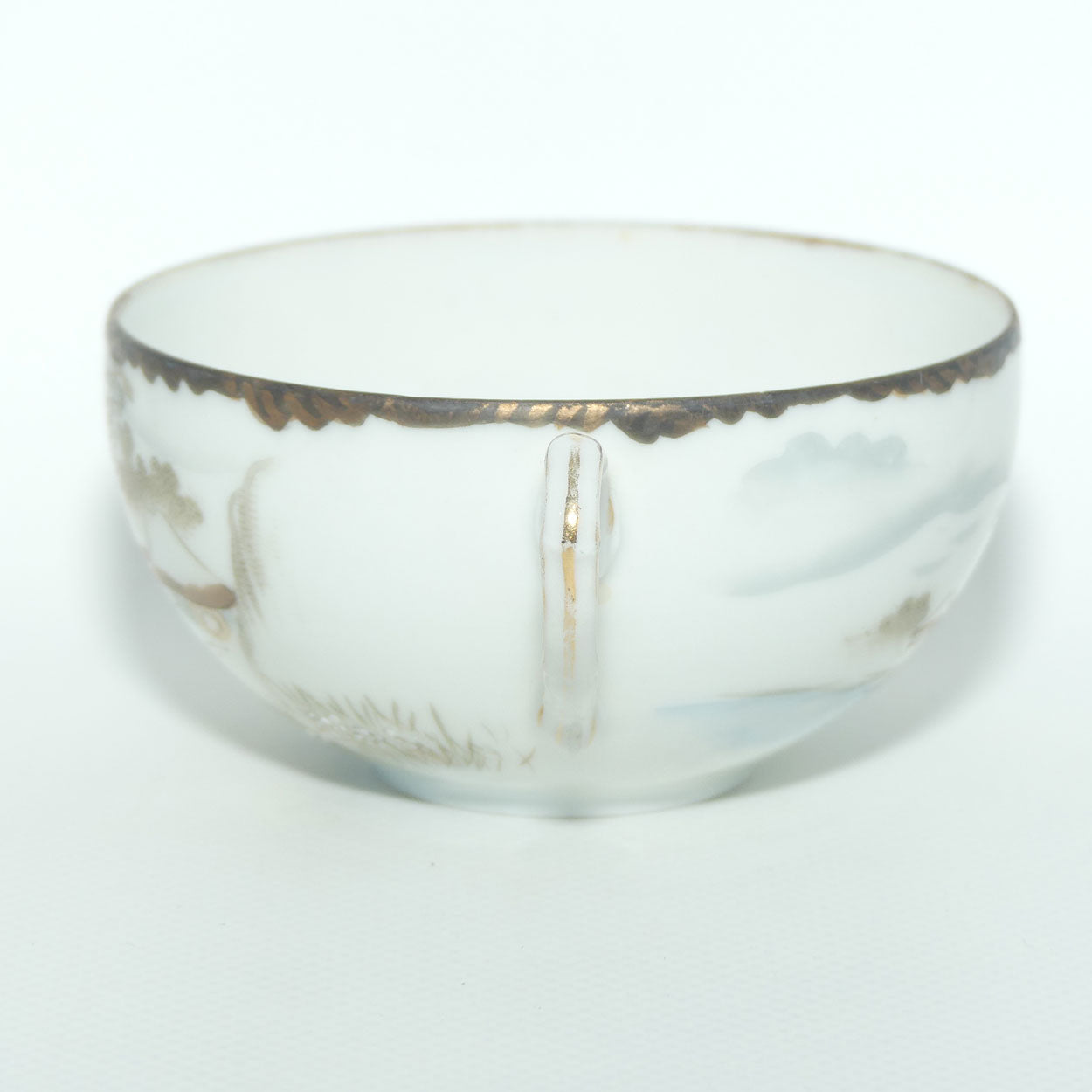 Japanese Egg Shell finely decorated Kutani tea trio 