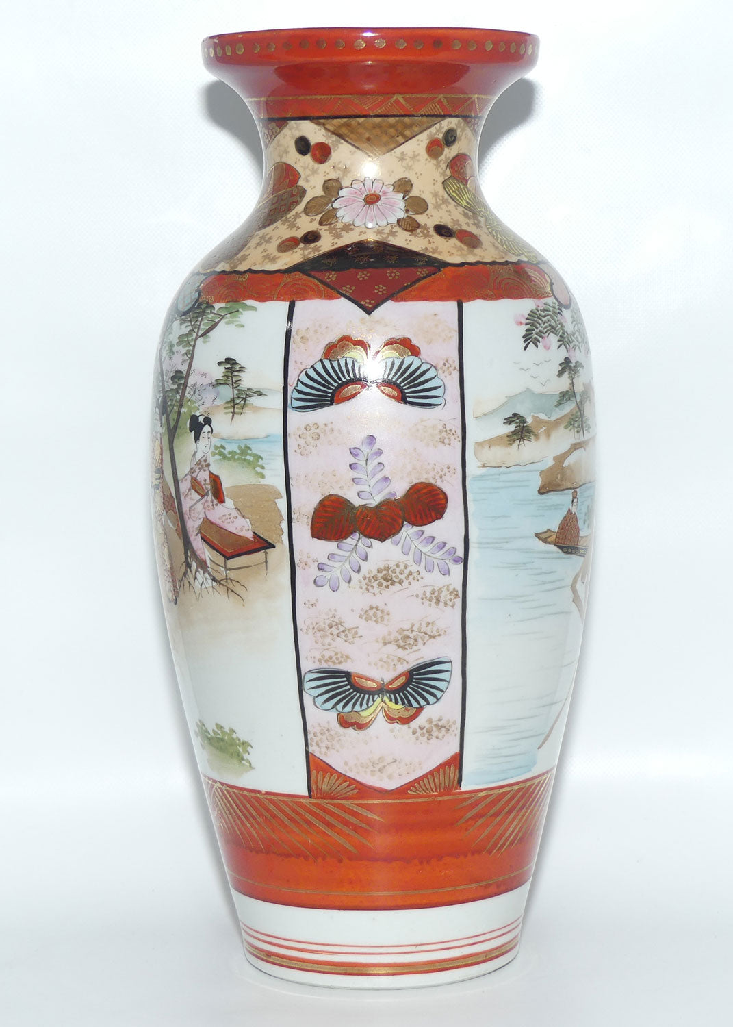 Finely decorated tall Japanese Kutani Ware vase #2 | Taisho period