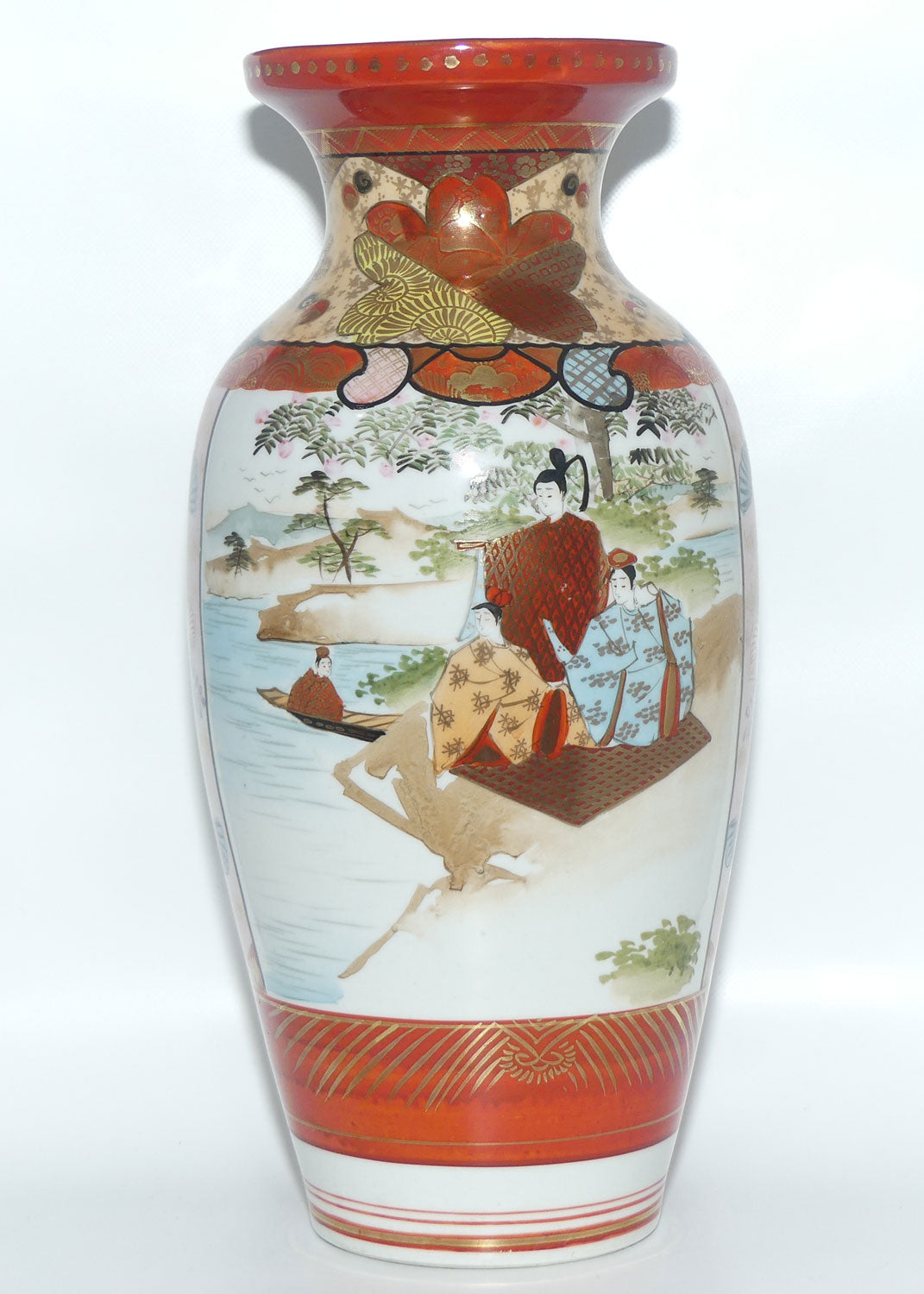 Finely decorated tall Japanese Kutani Ware vase #2 | Taisho