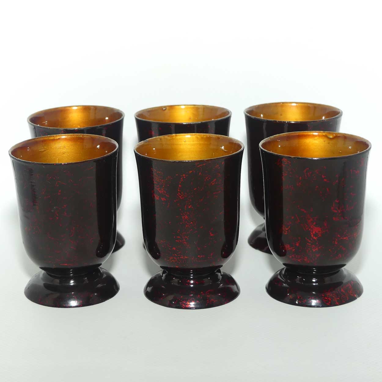 Red Lustre Japanese Lacquerware teapot and 6 cups set | Urushi