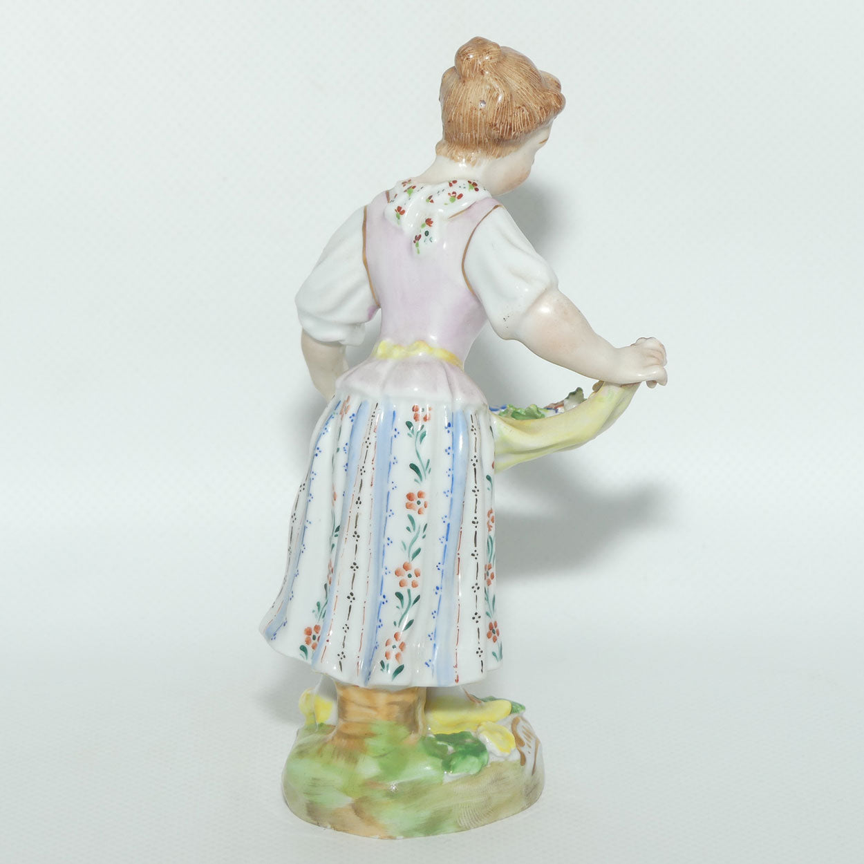 Dresden figure | 18th Century Girl Gathering Flowers