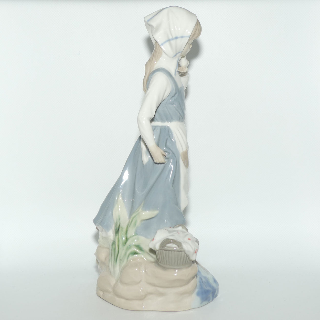 Nadal Spain figure of Young Girl with Washing Basket and Bird in Hand | like Lladro Nao
