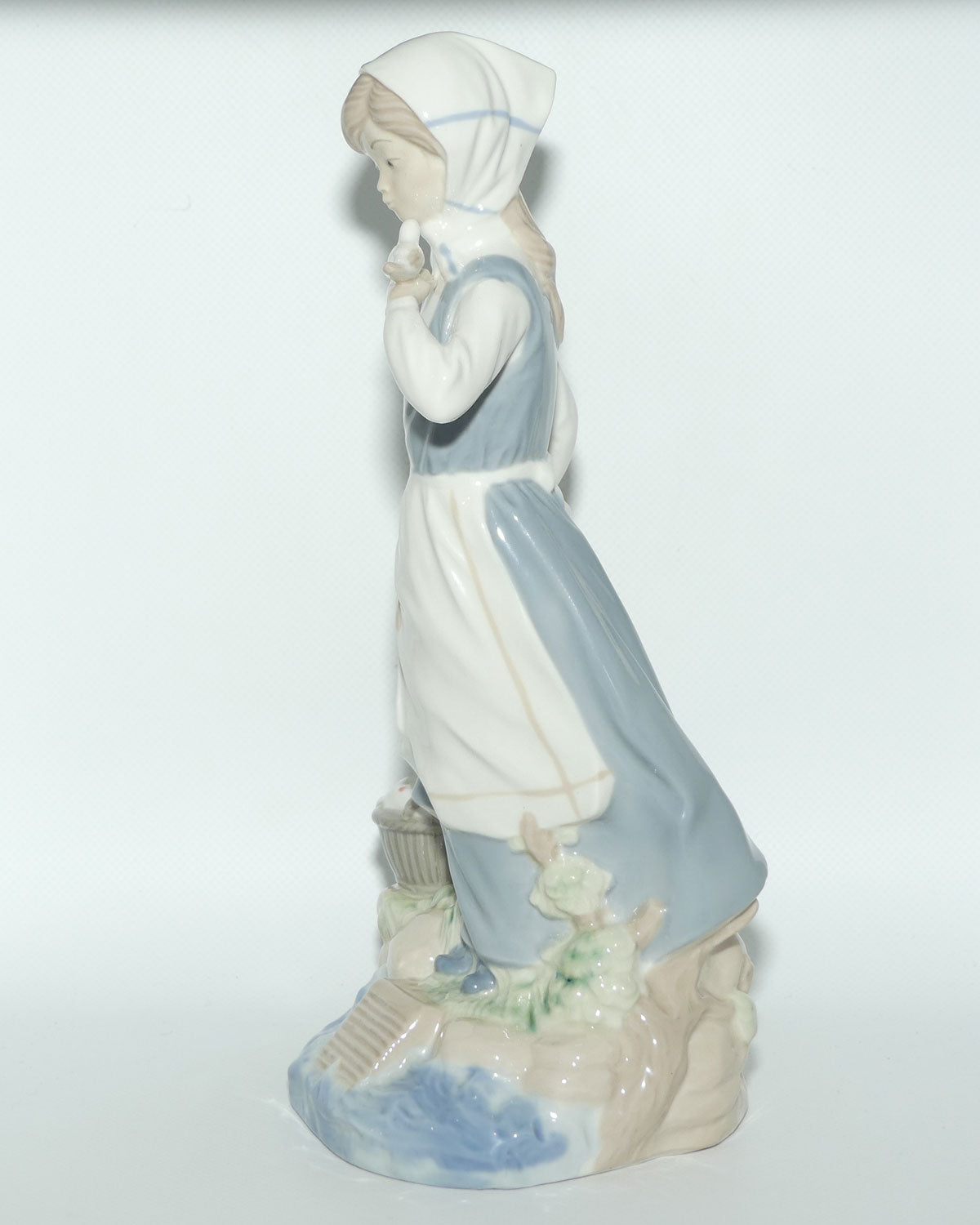 Nadal Spain figure of Young Girl with Washing Basket and Bird in Hand | like Lladro Nao